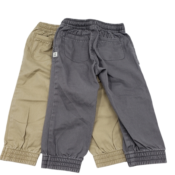 Carter's Twill Jogger Pants Gray Tan Kids Baby Size 18 Months Pull-On Cotton - Picture 3 of 4